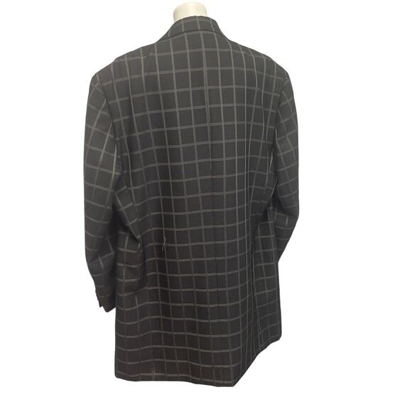 Mens 50 Regular Long Sleeve Plaid Button Up Lined Suit Jacket Only - Picture 4 of 5
